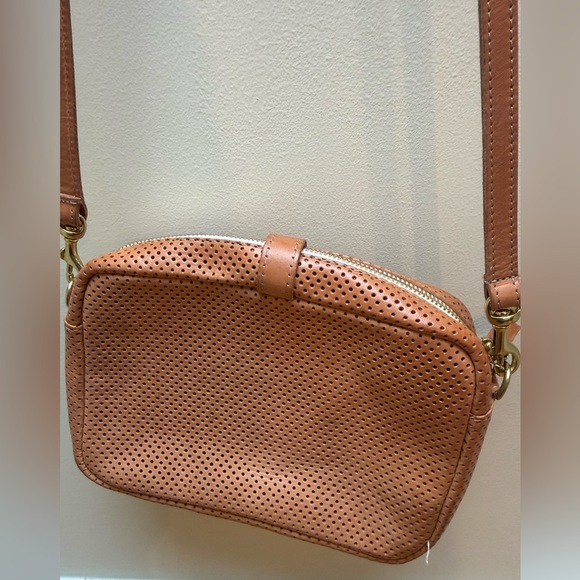 Clare V. Mini Sac Crossbody Bag, Leather Perforated Tan Color - Picture 2 of 14